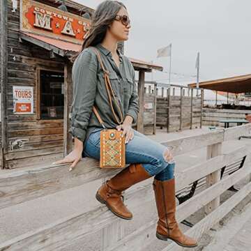 Montana West Crossbody Cell Phone Purse For Women Western Style Cellphone Wallet Bag Travel Size With Strap PHD-111BR