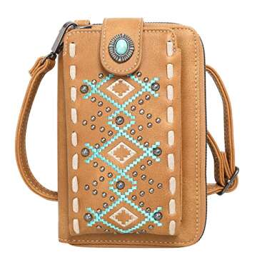 Montana West Crossbody Cell Phone Purse For Women Western Style Cellphone Wallet Bag Travel Size With Strap PHD-111BR