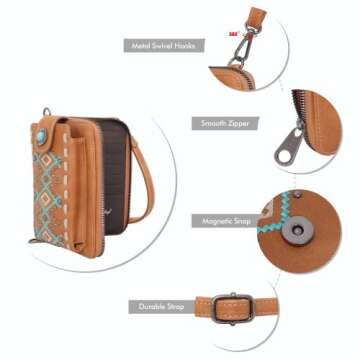 Montana West Crossbody Cell Phone Purse For Women Western Style Cellphone Wallet Bag Travel Size With Strap PHD-111BR
