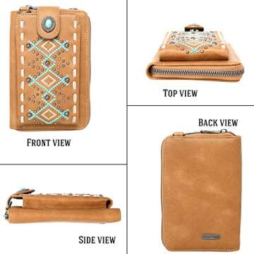 Montana West Crossbody Cell Phone Purse For Women Western Style Cellphone Wallet Bag Travel Size With Strap PHD-111BR