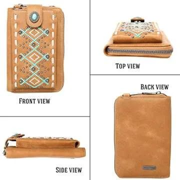 Montana West Crossbody Cell Phone Purse For Women Western Style Cellphone Wallet Bag Travel Size With Strap PHD-111BR