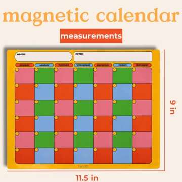 ban.do Magnetic Colorblock Undated Calendar for Monthly Planning with Black Dry Erase Marker and Era...