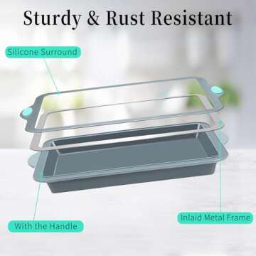 To encounter Silicone Baking Pans Set, 4 Pieces Nonstick Bakeware Set with Baking Pans, Baking Sheet...