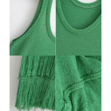 Antinson Women's Fringe Knit Tank Dress Summer Fashion