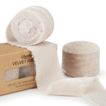 Keypan Light Gray Velvet Ribbon - Handmade Fringe Ribbons for Gifts, Decor, and Crafts