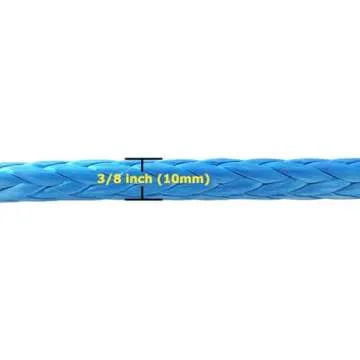 Ucreative 3/8" x 92' Synthetic Winch Rope 26500LBs Line Cable with Sheath for Off Road Vehicle SUV (Blue)