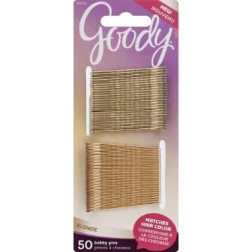 Goody SlideProof Bobby Pins - 50 Ct, Metallic Blonde, High Gloss Bobby Hair Pins for Styling, Lock I...