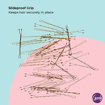Goody SlideProof Bobby Pins - 50 Ct, Metallic Blonde, High Gloss Bobby Hair Pins for Styling, Lock In Style, Comfortable, Pain-Free Hair Accessories for Women & Men, All Hair Types