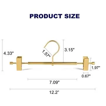 Amber Home 10 Pack Premium Matte Gold Aluminum Pants Hangers, 12.2” Extra Smooth & Durable Metal S...