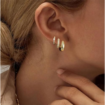 Sewyer Gold Plated Hoop Earrings Set for Women