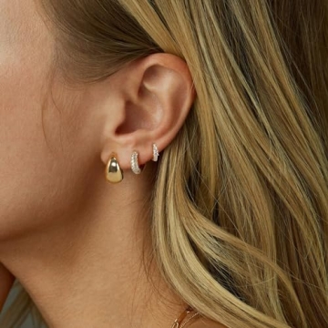 Sewyer Gold Plated Hoop Earrings Set for Women