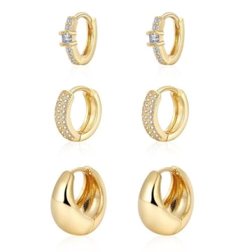 Sewyer Gold Plated Hoop Earrings Set for Women