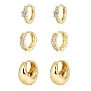 Sewyer Gold Plated Hoop Earrings Set for Women