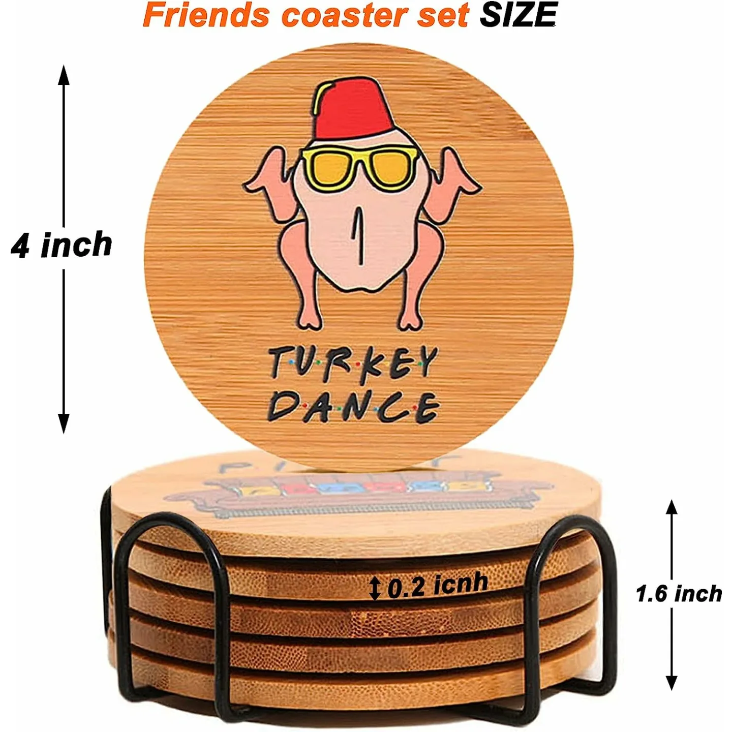 Puluole Wooden Drink Coasters Set with Holder