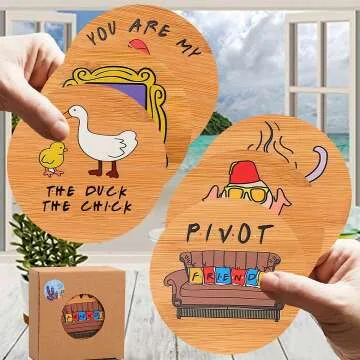 Puluole Wooden Drink Coasters Set with Holder