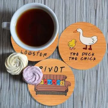 Puluole Wooden Drink Coasters Set with Holder