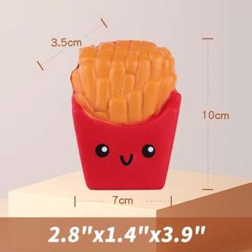 Anboor Squishys Food 3.9" Fries Chips Toy - Kawaii Stress Relief for Kids and Adults