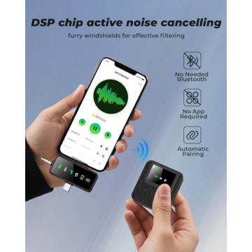 BAILIXIN 3-in-1 Mini Microphone for iPhone, Android, Camera - 328ft Long Range, 20H Battery Life, Wi...