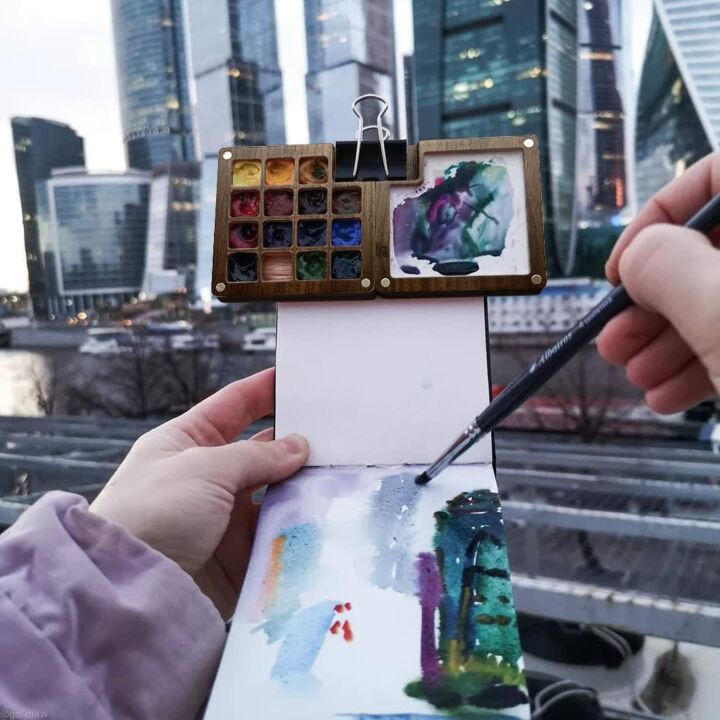 15 Color Wooden Watercolor Palette for Travelers