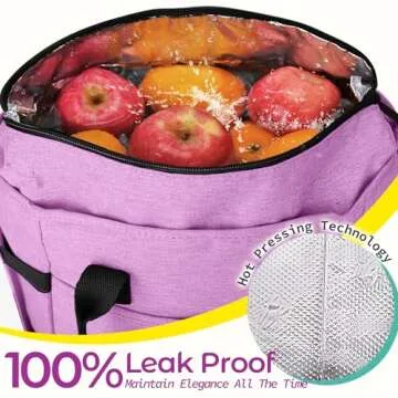 KIPBELIF Cute&Classy Roomy Insulated Lunch Bags for Women - Stylish & Functional Large Tote Adult Lunch Box for Working & Picnic (Purple, M)