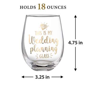 Lillian Rose Wedding Planning Stemless Wine Glass, Height 4.75", Gold