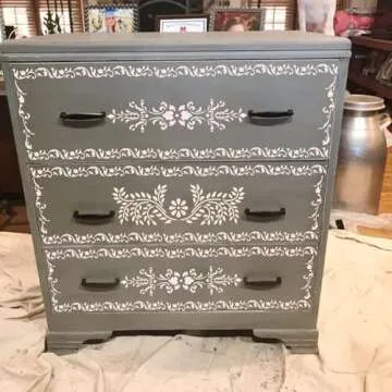 Large Damask Stencils for Walls Drawing Corner Border Stencil Reusable Layering Wall Stencils for Painting on Wood Furniture Patterns DIY Craft Canvas Fabric Decoration(demask)
