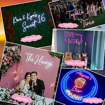 Custom Wedding Neon Signs, Customized Led Neon Sign, Personalized Neon signs for Wall Decor, Neon Sign Customizable for Wedding Birthday Shop Studio Present Party Bar Salon Business LOGO