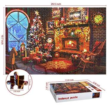 Lavievert Wooden Jigsaw Puzzles 1000 Piece Christmas Design - Family Fun for All Ages
