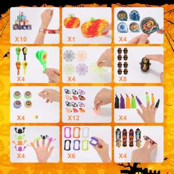 APROAT 140PCS Halloween Party Favors for Kids, Bulk Halloween Premium Toys with Pumpkin Buckets, Halloween Non-Candy Treats Basket Filler for Trick or Treat, Halloween Goodies Bag Stuffers