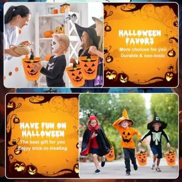 APROAT 140PCS Halloween Party Favors for Kids, Bulk Halloween Premium Toys with Pumpkin Buckets, Halloween Non-Candy Treats Basket Filler for Trick or Treat, Halloween Goodies Bag Stuffers