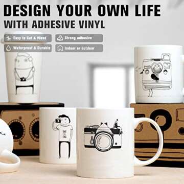 YRYM HT Black Permanent Vinyl Roll for Crafts and Labels