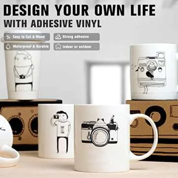 YRYM HT Black Permanent Vinyl Roll for Crafts and Labels