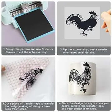 YRYM HT Black Permanent Vinyl Roll for Crafts and Labels