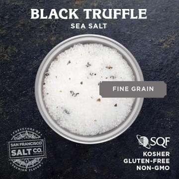 Italian Black Truffle Sea Salt 4 oz. Glass Shaker by San Francisco Salt Company