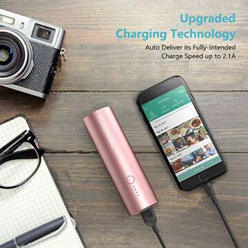 POWEROWL Portable Charger (5000mAh, Ultra-Compact, Universal) Travel Small USB Power Bank, High Capacity Lightweight External Battery Pack Compatible with iPhone iPad Samsung and More - Rose Gold