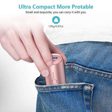 POWEROWL Portable Charger (5000mAh, Ultra-Compact, Universal) Travel Small USB Power Bank, High Capacity Lightweight External Battery Pack Compatible with iPhone iPad Samsung and More - Rose Gold