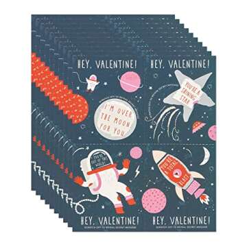 Scratch-Off Space & Astronaut Valentine's Day Cards 40 Count