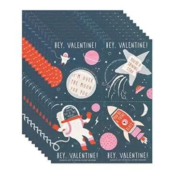 Scratch-Off Space & Astronaut Valentine's Day Cards 40 Count