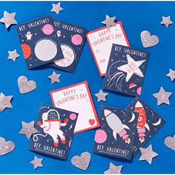 Scratch-Off Space & Astronaut Valentine's Day Cards 40 Count