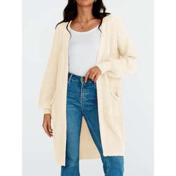 LILLUSORY Long Oversized Cardigans Sweaters for Women Open Front Knit Fall with Pockets 2025 Outfits...