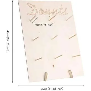 XIGUI 2 Pack Donut Wall Display Stand for Party, Wedding, Event, Brunch, and Birthday Use, Decorative Doughnut and Bagel Holder, Pop-Up Tabletop Placement, Laser Engraved Bamboo