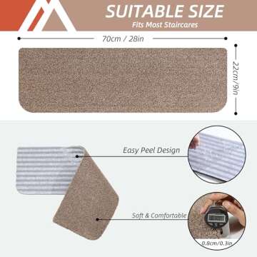 COSY HOMEER Stair Treads Non-Slip Carpet Mat 28inX9in Indoor Stair Runners for Wooden Steps, Stair R...