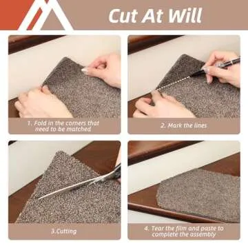 COSY HOMEER Stair Treads Non-Slip Carpet Mat 28inX9in Indoor Stair Runners for Wooden Steps, Stair Rugs for Kids and Dogs, 100% Polyester TPE Backing 4pcs,Beige,Protect Floor