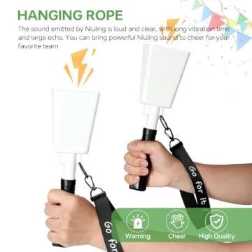 10 Inch Cowbells with Handle, Cheering Bell Noice Maker for Sporting Events-Football Games, Stadiums, Chimes Percussion Musical Instruments Call Bell Alarm（White-2 Pack