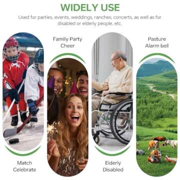 10 Inch Cowbells with Handle, Cheering Bell Noice Maker for Sporting Events-Football Games, Stadiums, Chimes Percussion Musical Instruments Call Bell Alarm（White-2 Pack