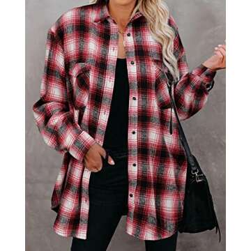Stylish BTFBM Women's Plaid Jacket - Cozy Flannel Shacket for Fall
