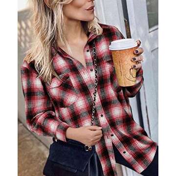 BTFBM Womens Plaid Jacket for Casual Fall Styling