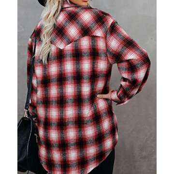 BTFBM Womens Plaid Jacket for Casual Fall Styling
