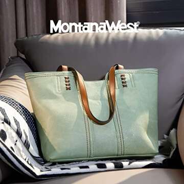 Montana West Tote Bag for Women Top Handle Satchel Purse Oversized Shoulder Handbag Hobo Bags Green ...