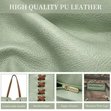Montana West Tote Bag for Women Top Handle Satchel Purse Oversized Shoulder Handbag Hobo Bags Green Christmas Gift MWC-118GN